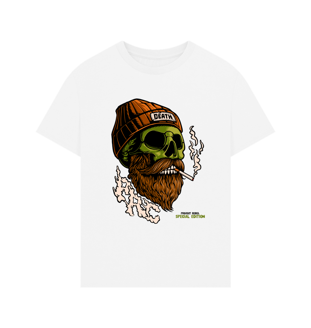 White Special Edition Smoking Skull T-Shirt 2023